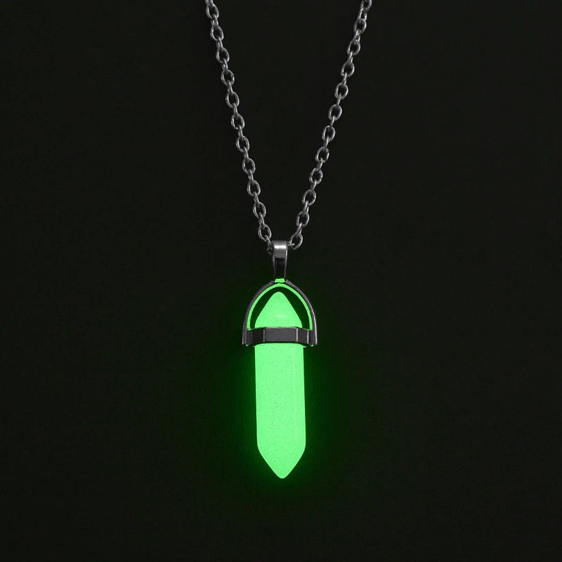 Glow-in-the-Dark Couple Necklace Set – Hexagonal Heart Pendant