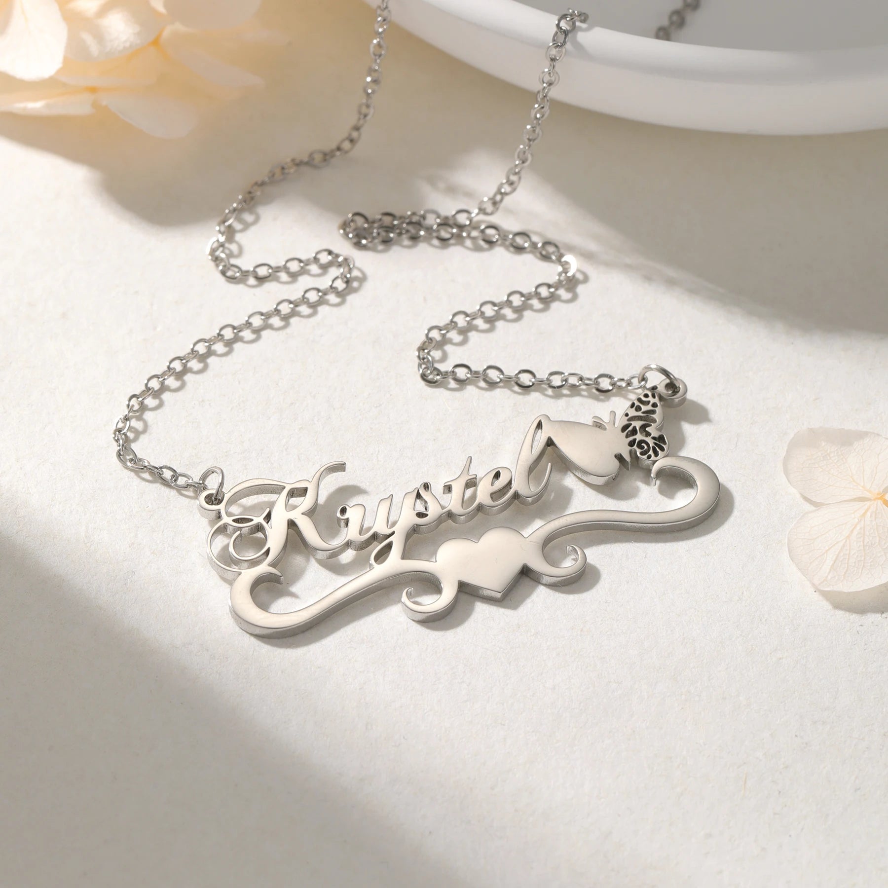 Customized name necklace Butterfly heart name style Showing a unique highend style A unique gift for your significant other
