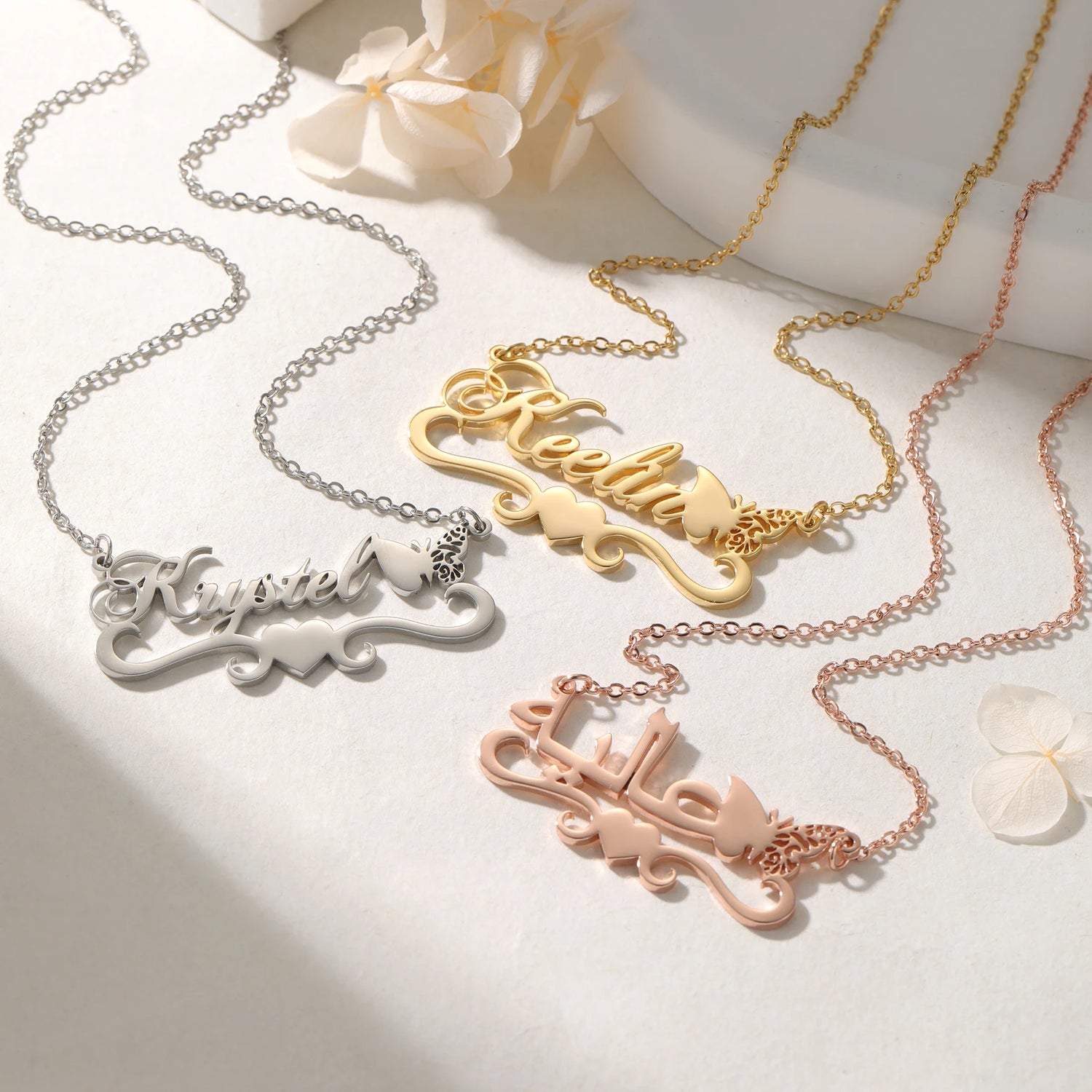 Customized name necklace Butterfly heart name style Showing a unique highend style A unique gift for your significant other