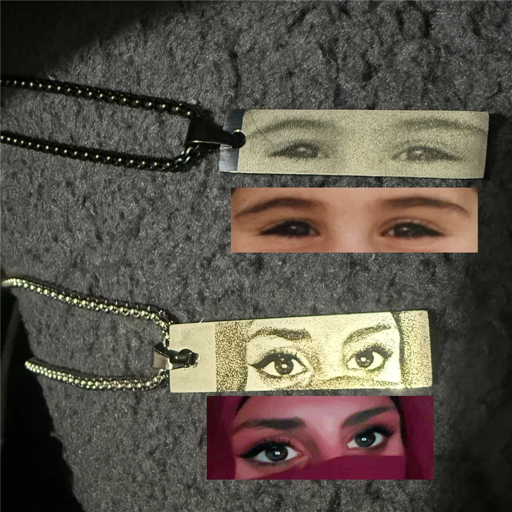 Personalized Eye Photo Couple Necklace Custom Pendant with Engravable Eye Picture Stainless Steel Gift for girlfriend Boyfriend