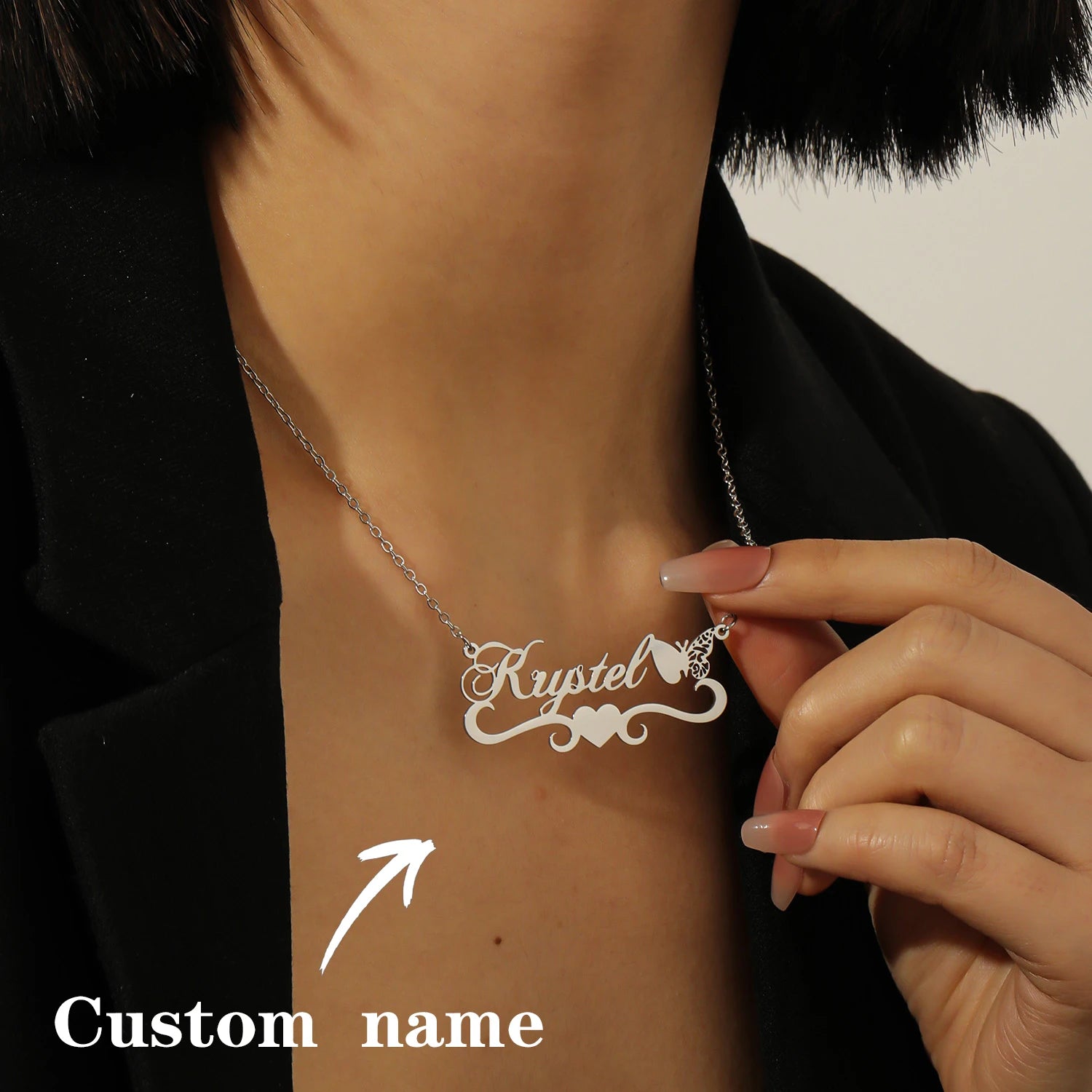 Customized name necklace Butterfly heart name style Showing a unique highend style A unique gift for your significant other