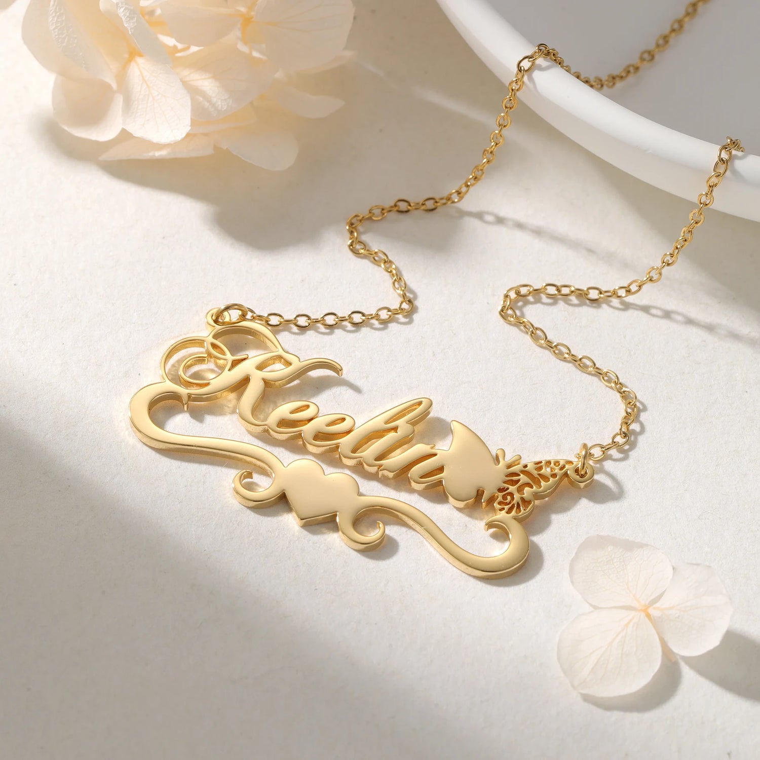 Customized name necklace Butterfly heart name style Showing a unique highend style A unique gift for your significant other