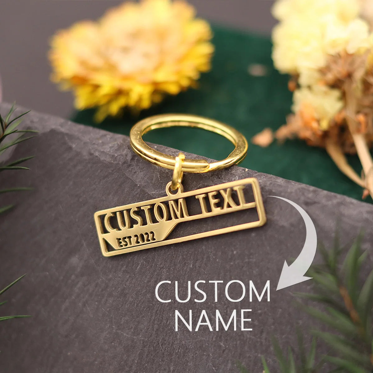 QIAMNI Custom Name Date Keychain For Boyfriend Girlfriend Personalized Couple Key Chains Anniversary Valentine&