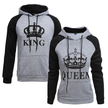 Matching Couple Hoodie – King &amp; Queen Costume Print Pullover