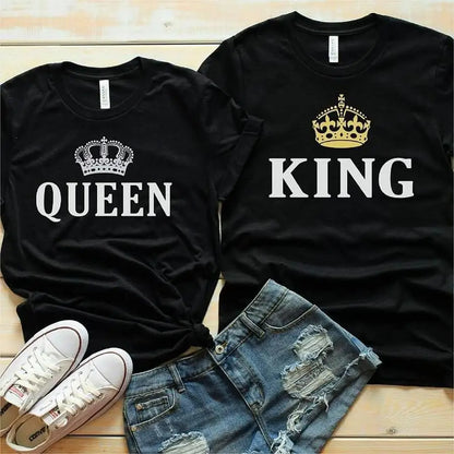 King &amp; Queen Crown Couple T-Shirt – Matching His &amp; Hers Set
