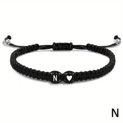 Black braided bracelet with &