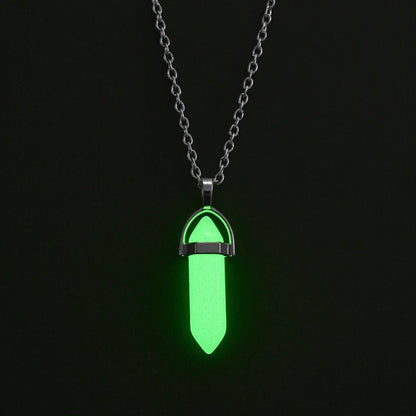 Glow-in-the-Dark Couple Necklace Set – Hexagonal Heart Pendant