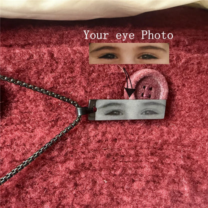 Personalized Eye Photo Couple Necklace Custom Pendant with Engravable Eye Picture Stainless Steel Gift for girlfriend Boyfriend